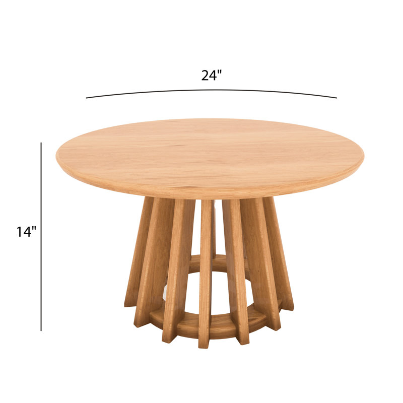 Table basse ronde en bois Khairul, Blonde, H 18 po x L 31 po x l 31 po