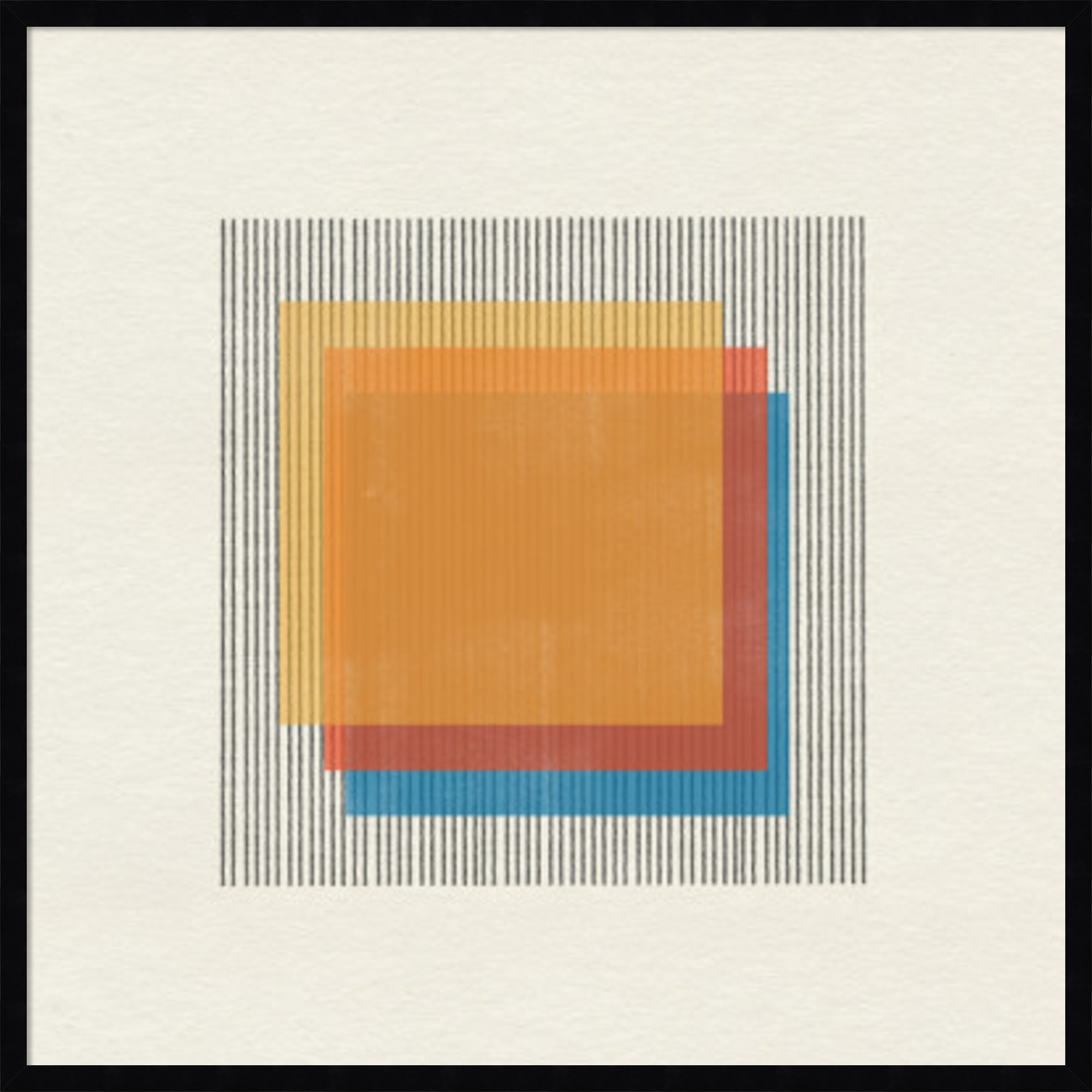 Midcentury Modern Squares No 1 by The MIUUS STUDIO Wood Framed Wall Art Print, 33" H x 33" W x 1" D, Black Framed