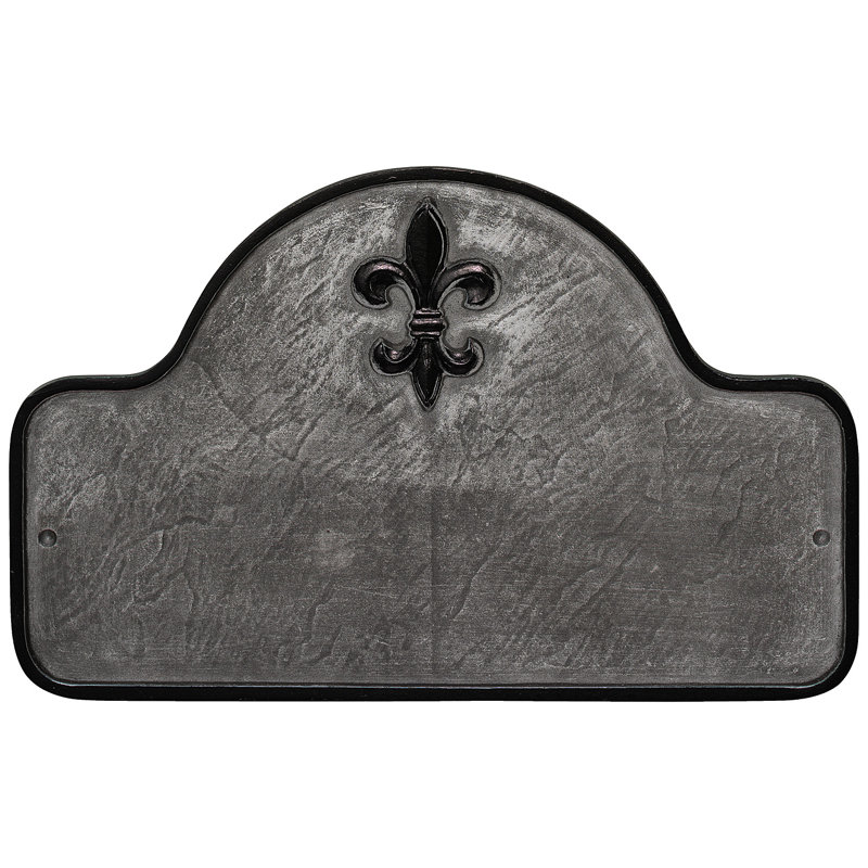 Plaque d'adresse à une ligne Fleur de Lis, Fer suédois / Noir