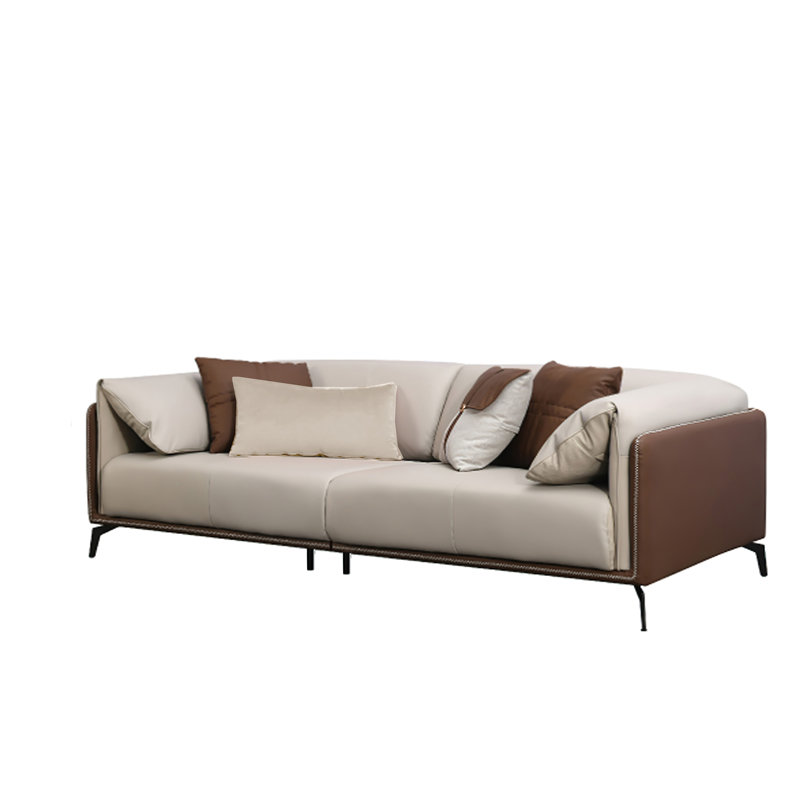 Canapé 87 po à deux tons avec accoudoirs évasés et coussins décoratifs 87 po, 3