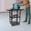 3 Tier Large Steel Rolling Cart With Wheels Power Strip And Drop Leaves Supports Up To 300 Lbs