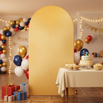 6.6ft Wedding Arch Cover, Double-Sided Spandex, Gold
