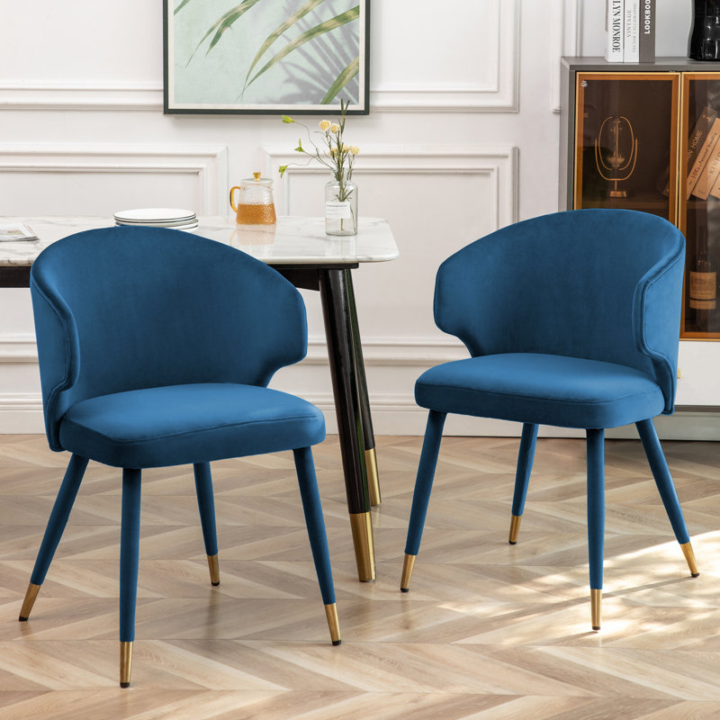 Chaise de salle à manger rembourrée Sumiko, Bleu