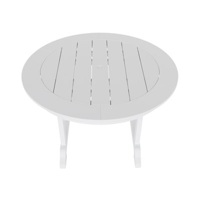 Laguna 47" W Round Plastic Outdoor Dining Table with Umbrella Hole