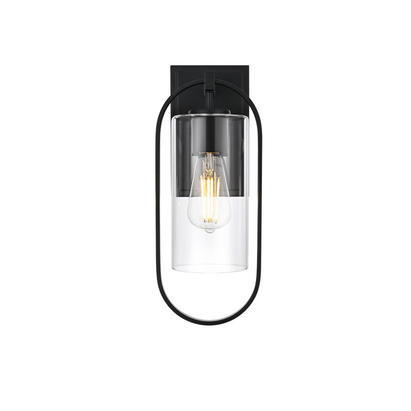 Jaxson Outdoor Wall sconce in Black, 15" H x 6" W x 6" D