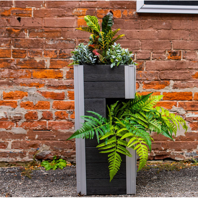 Urbana Vinyl Pillar Planter, Gray
