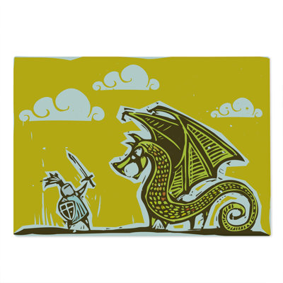 Ambesonne Yellow Cutting Board Large Size Knight with Dragon Yellow