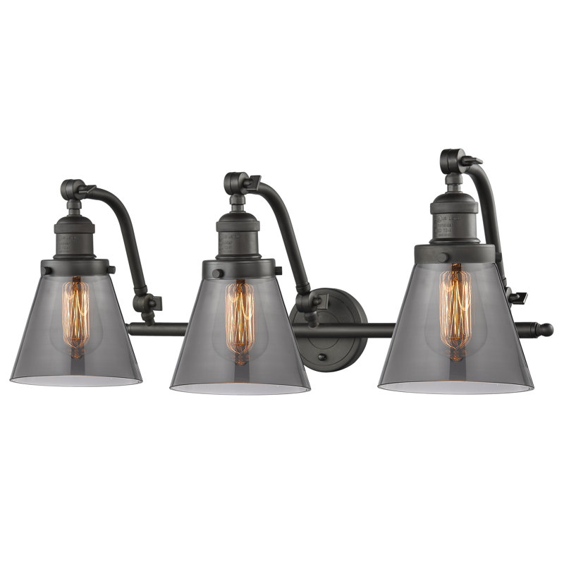 Éclairage pour salle de bain 3 lumières à intensité variable Kawamoto, Bronze huilé, Ampoule DEL 6 watts Vinage, Transparent