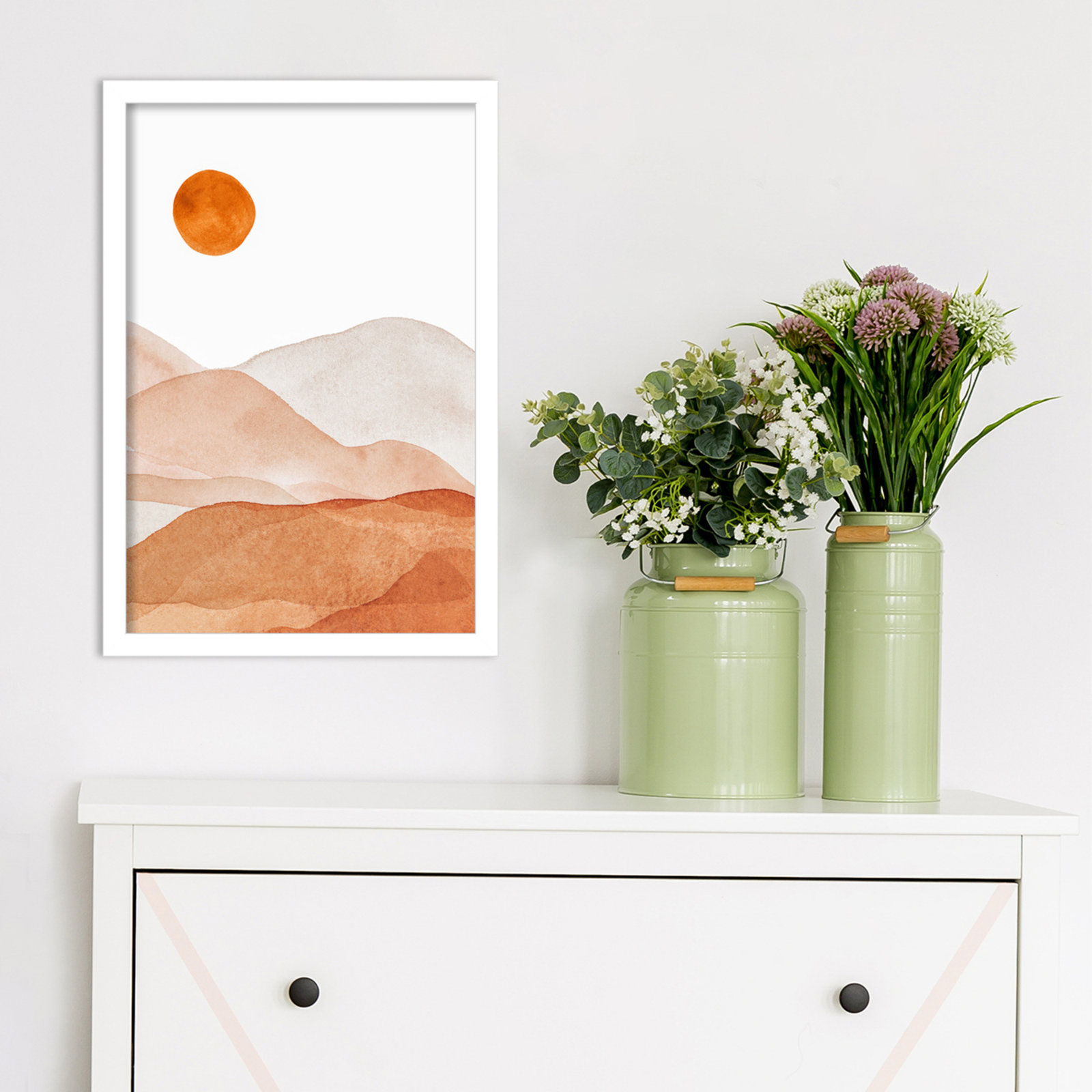 Doris "Mountain Range I" Print, White, 19.25" H x 13.25" W x 0.88" D
