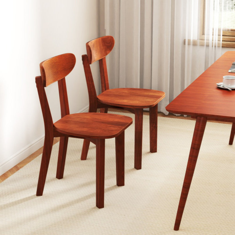 Ensemble de 2 chaises en bois massif avec dossier incurvé et structure en bois d'hévéa