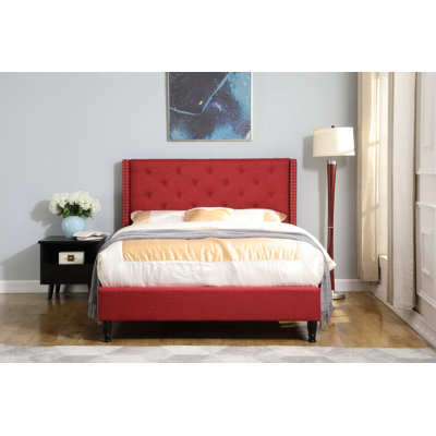 Upholstered Wingback Bed