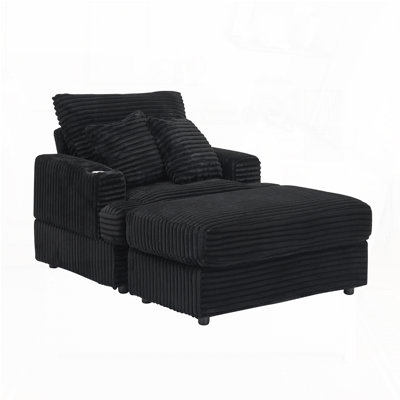 39-inch Spring upholstered armchair and Ottoman set - comfortable single sofa