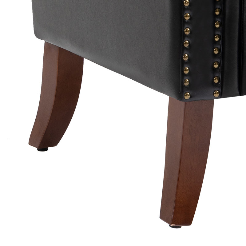 Everlynn Faux Leather Wingback Chair, Black Faux Leather