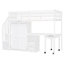 Lit mezzanine simple blanc avec rangement pour tiroirs - Escaliers, bibliothèque, bureau, garde-robe pour tiroirs intégrés pour les adolescents et la taille, bureau-852467206-852467207