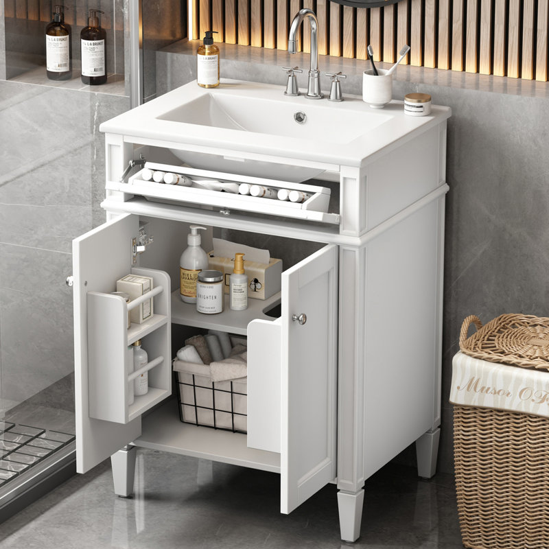 Meuble-lavabo 24 po avec lavabo en céramique, Blanc