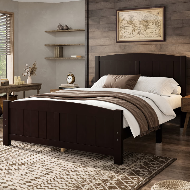 Full Size Platform Bed, Solid Wood Frame with Support Slats, Strong Structure, No Box Spring Needed, Full/Double, Espresso