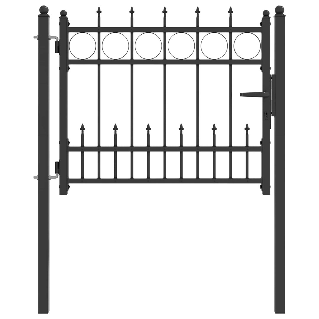 Vidaxl Fence Gate With Lock HORST Black Metal Modern Outdoor Security Garden