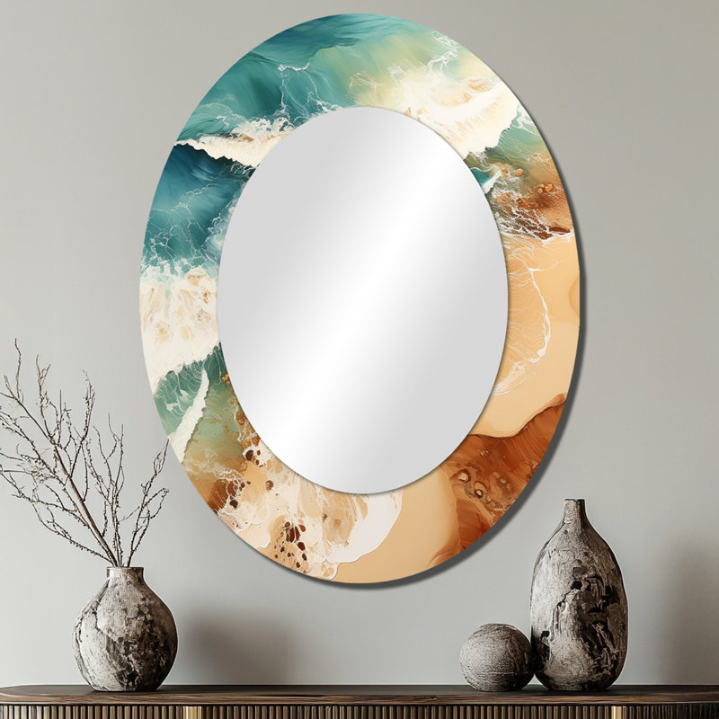 Vue aérienne de la plage - Miroir mural Coastal, 40 po x 30 po