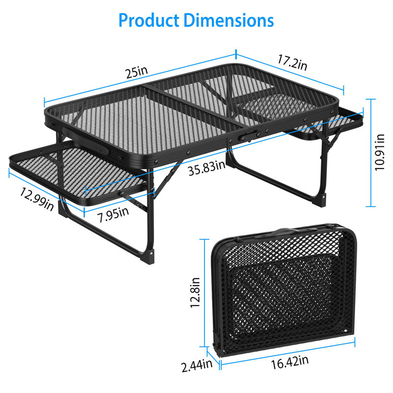Shamequa Rectangular Metal Outdoor Folding Camping Table