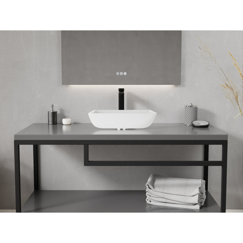 Lavabo de salle de bain vasque carré en verre blanc