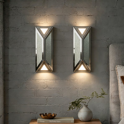 Faustine LED Flush Mounted Sconce Set of 2, Glam Mirror Lights