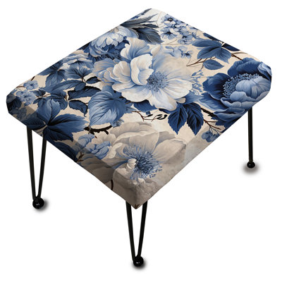 Repose-pieds floral bleu et blanc Radiance