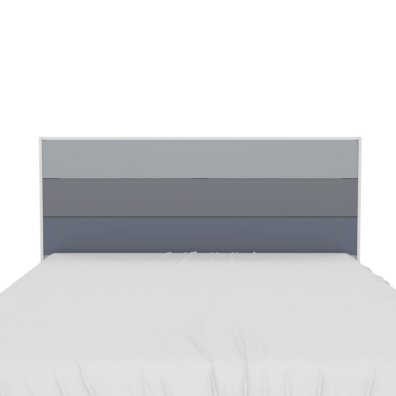 Allyannah Levison Platform Bed With Headboard, Queen, White/Stone Gray/Cool Gray/Night Owl
