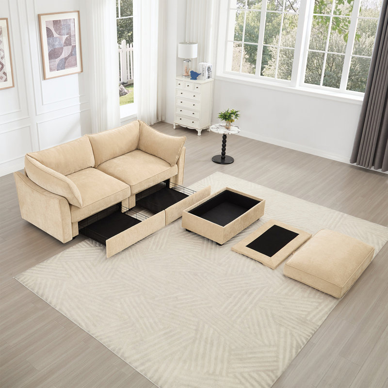 Canapé modulaire en chenille, Chenille blé