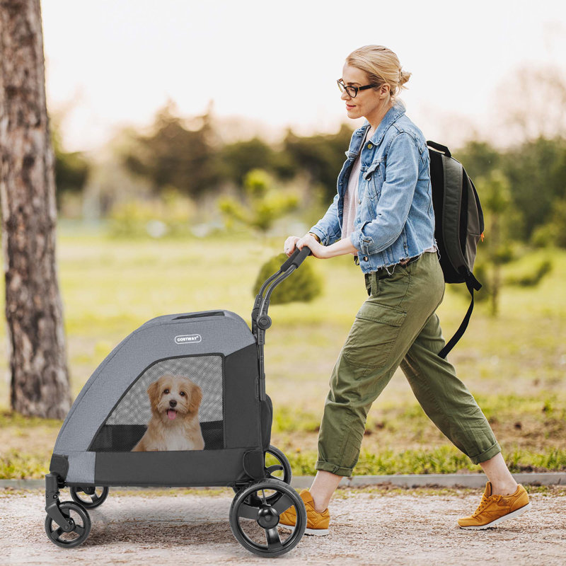 Poussette pour chien Costway, Gris