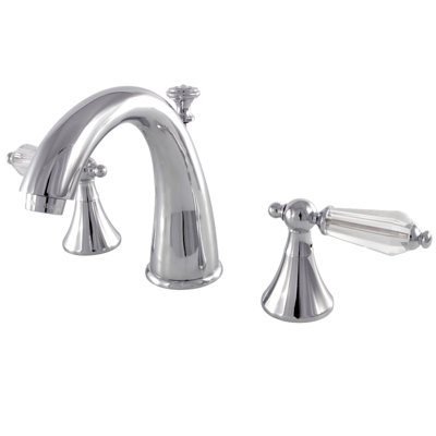 Kingston Brass Wilshire Two-Handle 3-Hole Deck Mount Widespread Bathroom Faucet with Brass Pop-Up Drain