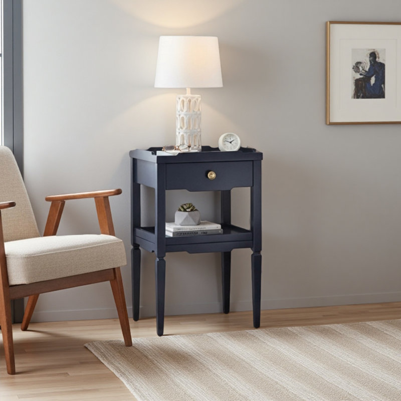 Table de chevet 1 tiroir Vintage, Bleu