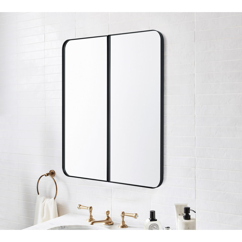 26'' W 30'' H Framed Medicine Cabinet with Mirror and 3 Adjustable Shelves