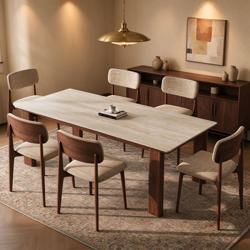 Table en frêne et noyer, H 29,5 po x l 70,9 po x P 35,4 po, 9