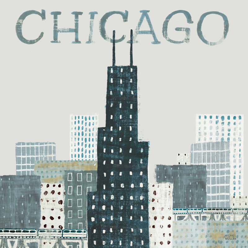 Chicago Repères I - peinture sur toile tendue, H 12 po x l 12 po