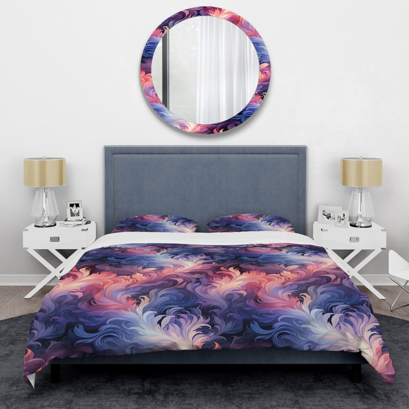 Purple And Pink Enchanted Ikat Harmony - Ensemble de housse de couette à motif abstrait