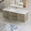 Ensemble de meuble-lavabo mural moderne 60 po avec lavabo intégré en résine, 2 armoires et 2 tiroirs à fermeture en douceur-497600430
