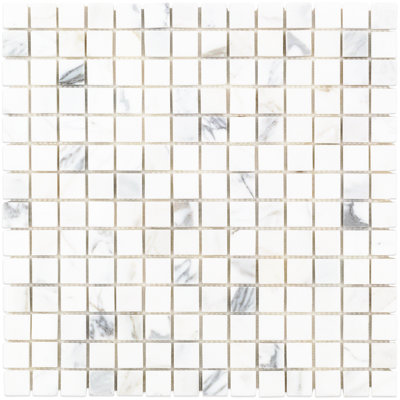Calacatta 0.75" x 0.75" Marble Grid Mosaic Wall & Floor Tile