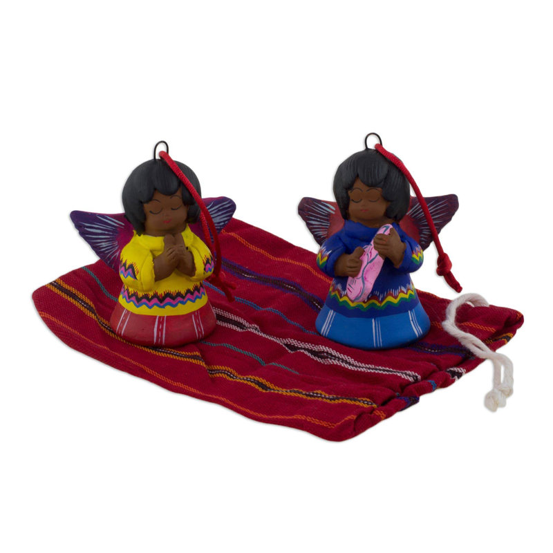 Ensemble d’ornement figurine suspendu en céramique central american 4 pièces unique