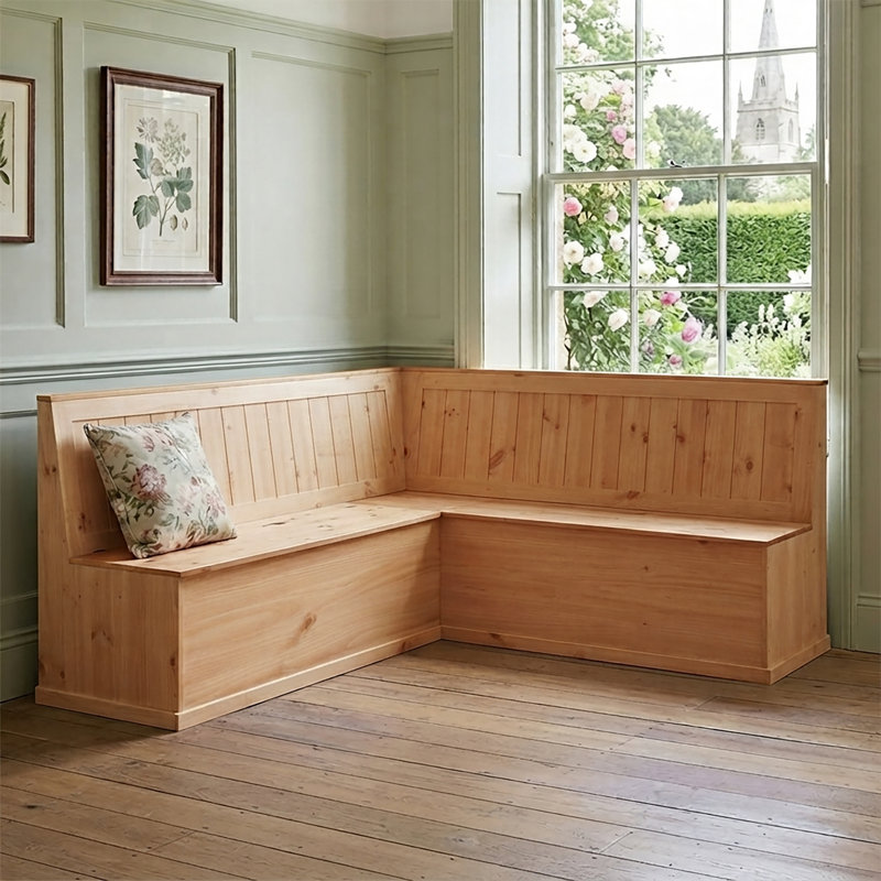 Appleridge  Corner Wood Storage Bench, Stain Wax, H90 x W200 x D160cm