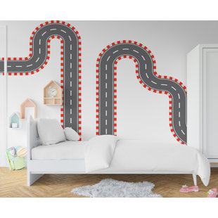 Road Racing Wall Decal Highway Vinyl Sticker Track Route Wall Decor Kids Playroom Room Wall Art Automotive Bedroom Mural Sticker 393RS