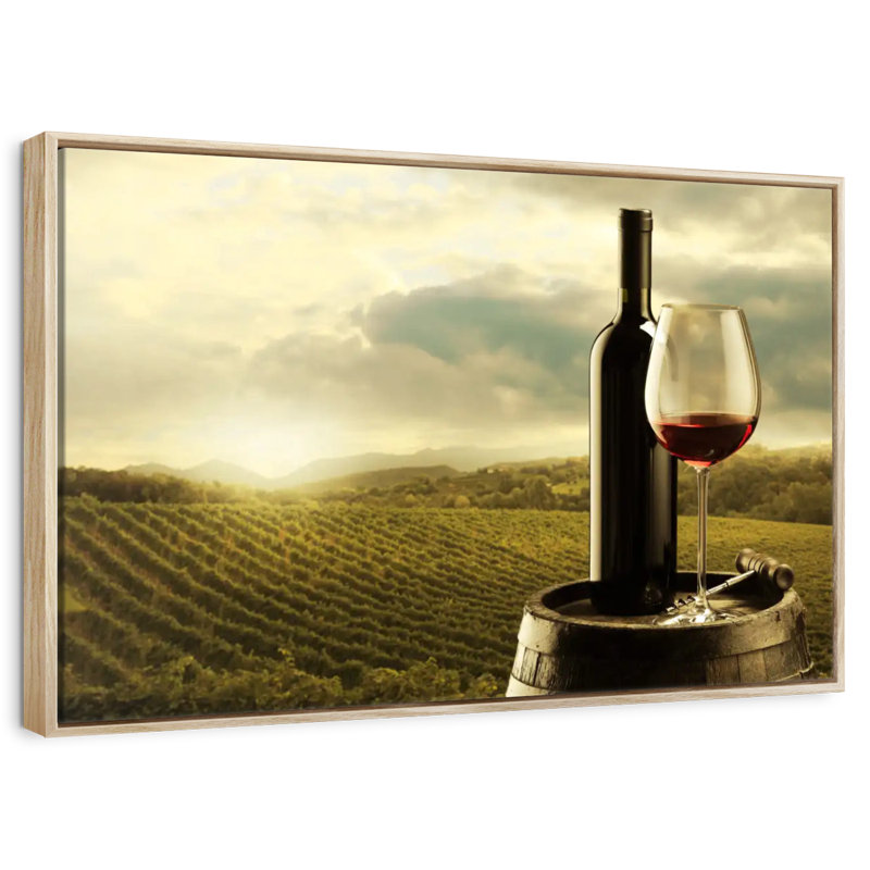 Vin rouge du vignoble, 13 po x 9 po, Cadre flottant en bois naturel