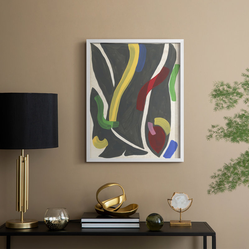Canasta II Framed Print - Solid Wood, 21" H x 17" W, White