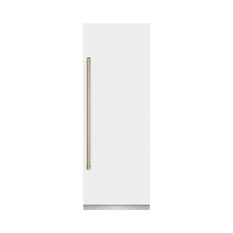 ZLINE Autograph Edition 30 in. 16.7 cu. ft. Column Refrigerator with Graphite Gray Interior and Accents, White Matte/Bronze