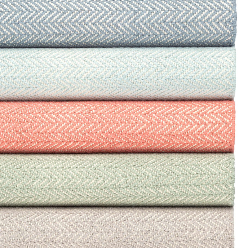 Herringbone Coral Handwoven Cotton Rug, Rectangle 8'6" x 11'6"