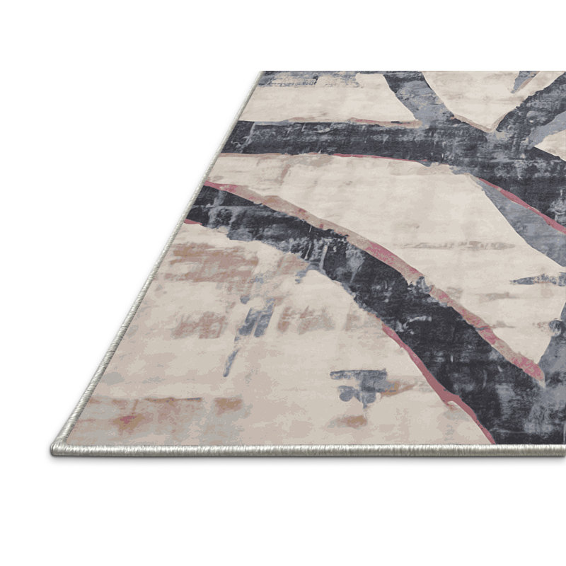 Tapis beige soyeux et moelleux, Rond 5 pi