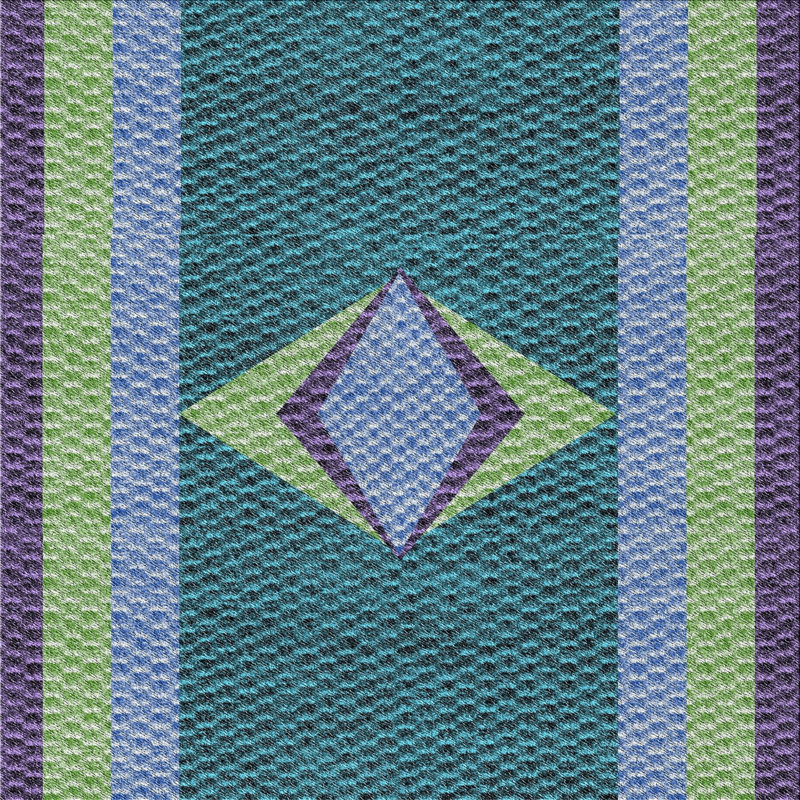 Tapis bleu/brun à motifs, Carré 4 pi