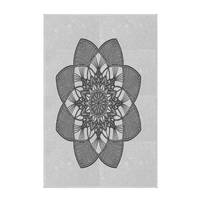 Laine tissée à la main orientale/florale en laine et polyester noir/brun Tapis décoratif