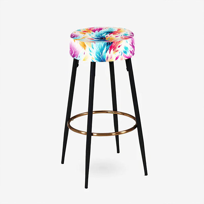 Ensemble de 2 tabourets de bar bleus et mauves à motif d'esprit ikat Boho