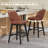 360° Swivel Barstools with Solid Wood Legs,Upholstered Counter Stools with Back