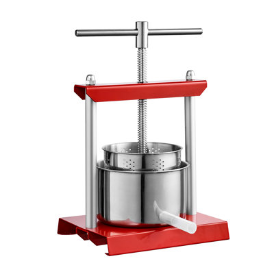 Pressoir à vin Fruit, 1,6 gallon / 6 L, 2 barils en acier inoxydable, machine à jus manuelle